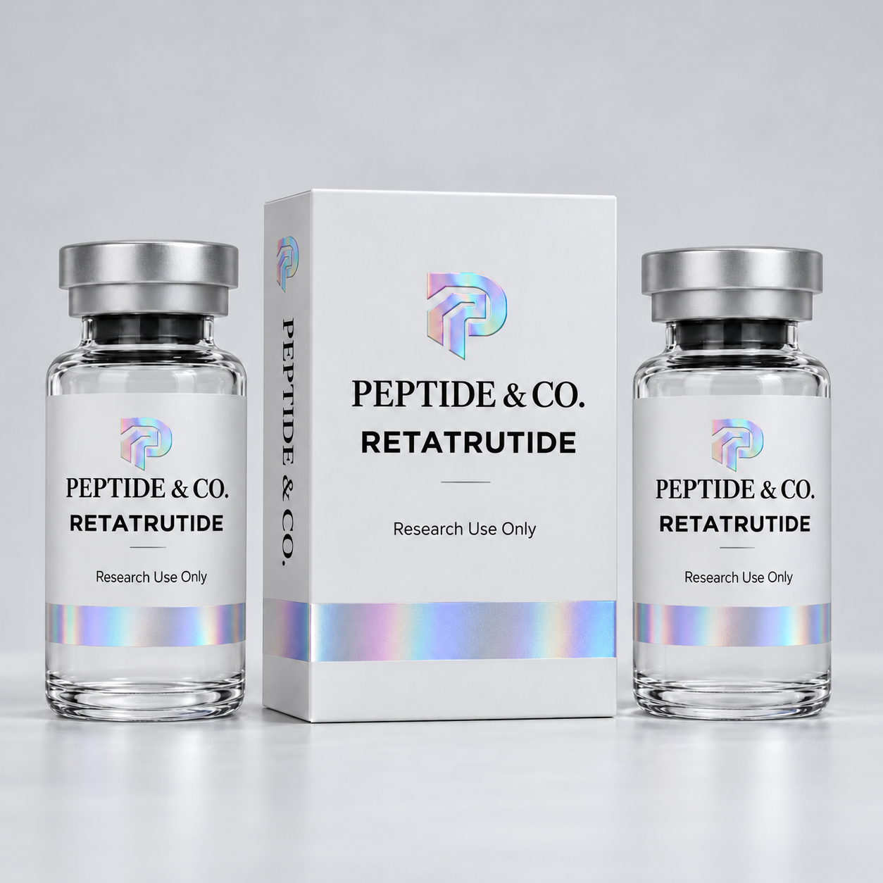 Peptide & Co. Retatrutide labelled concept packaging